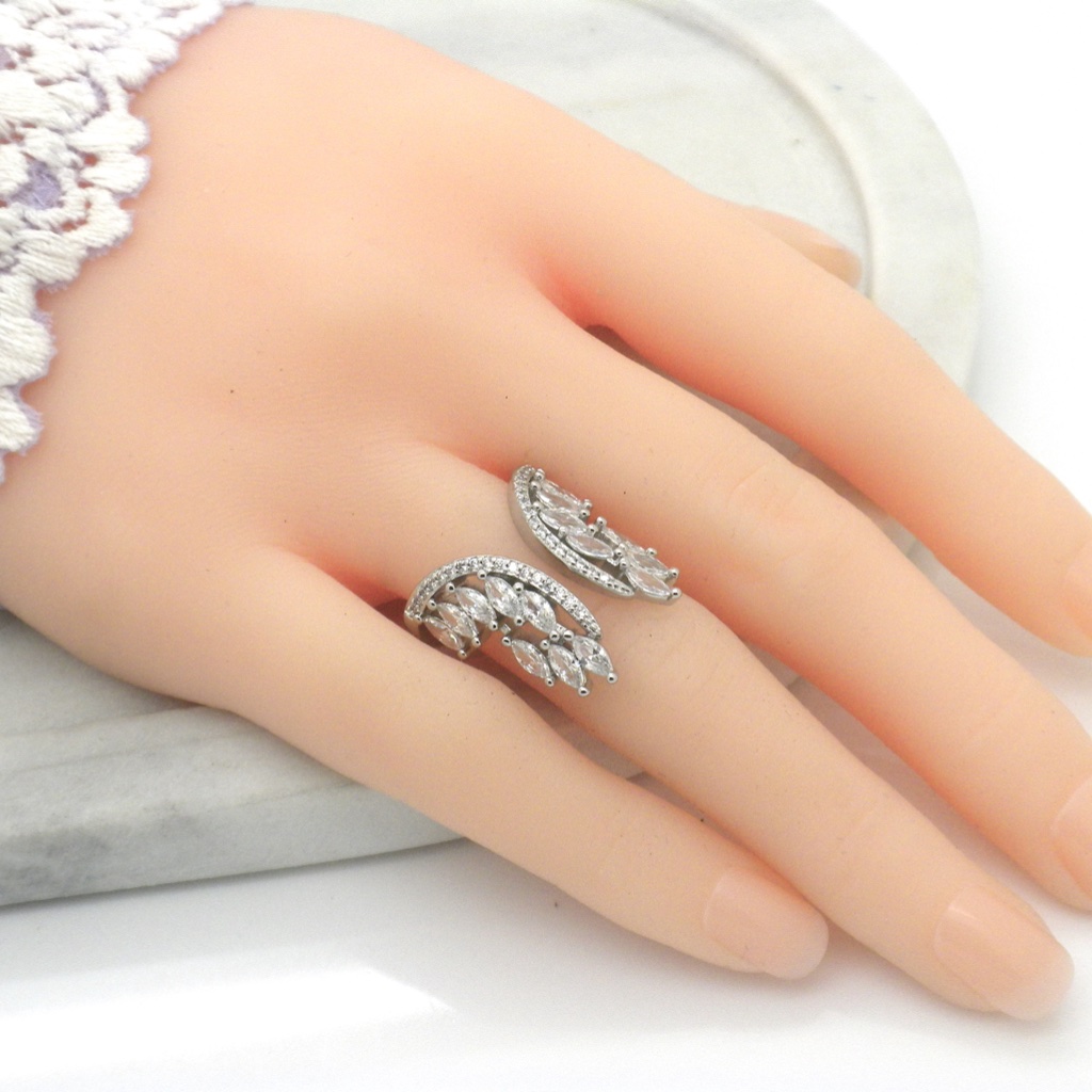 Wings Cut Cz Sterling Silver Ring
